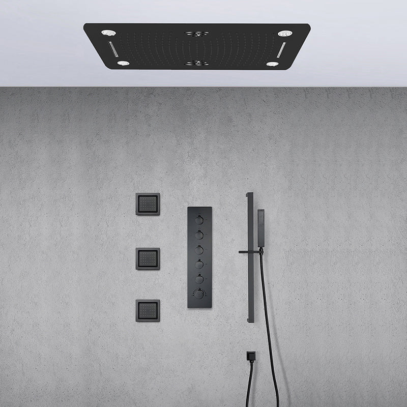 Modern Shower System Brass Slide Bar Included Ceiling Mounted Shower Head Combo