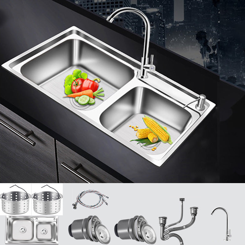 Modern Style Kitchen Sink Stainless Steel Corrosion Resistant Drop-In Kitchen Sink