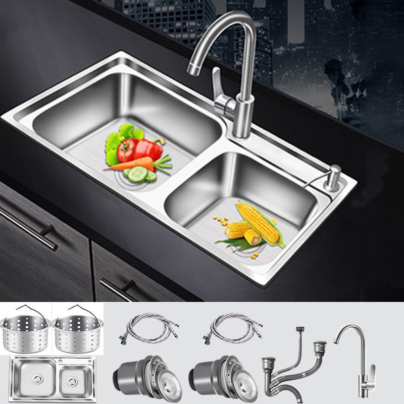 Modern Style Kitchen Sink Stainless Steel Corrosion Resistant Drop-In Kitchen Sink