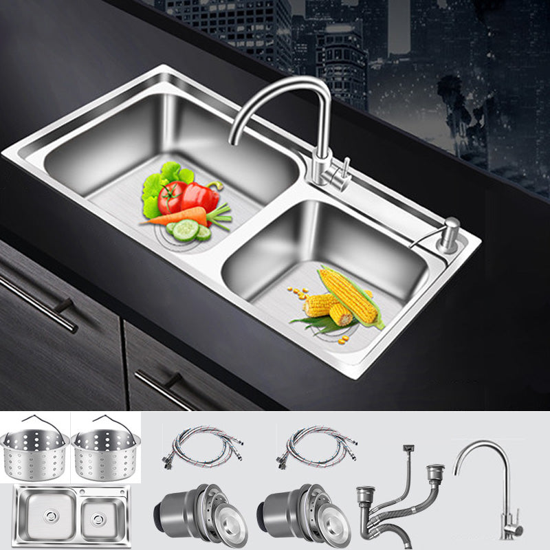 Modern Style Kitchen Sink Stainless Steel Corrosion Resistant Drop-In Kitchen Sink