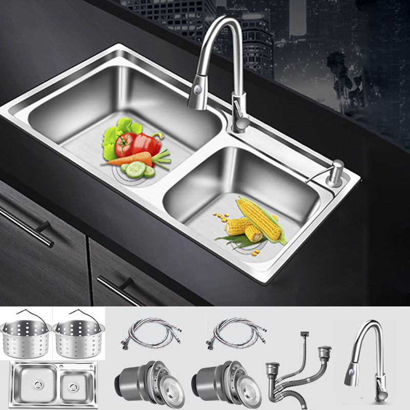 Modern Style Kitchen Sink Stainless Steel Corrosion Resistant Drop-In Kitchen Sink