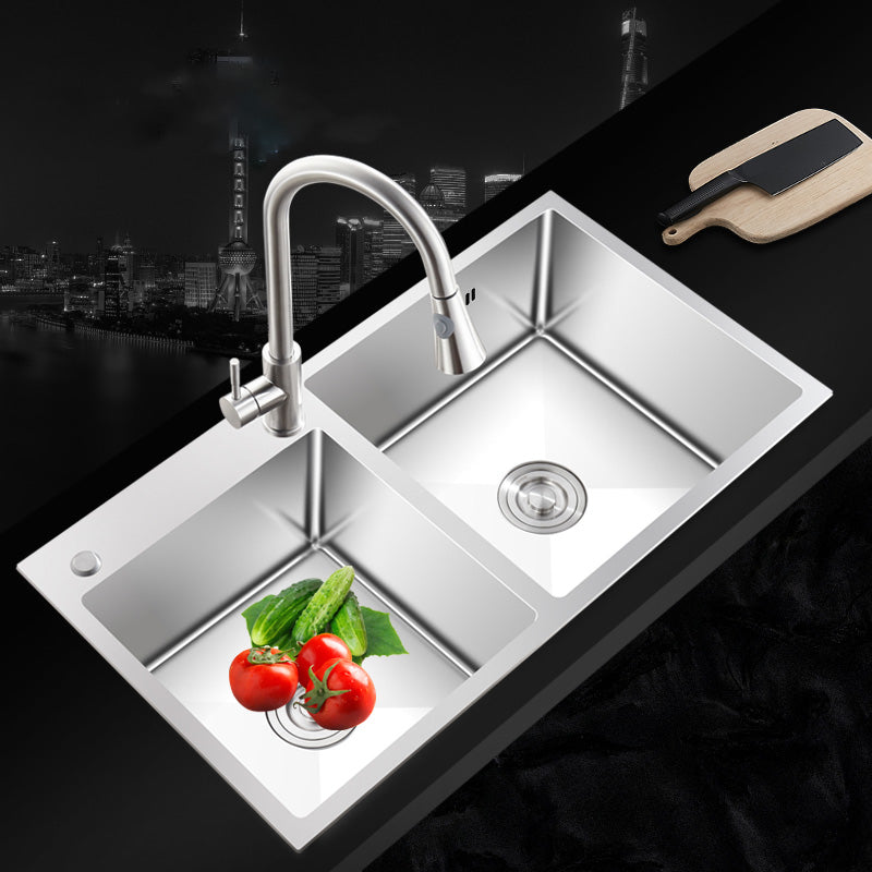 Contemporary Style Kitchen Sink Noise-cancelling Design Stainless Steel Kitchen Sink