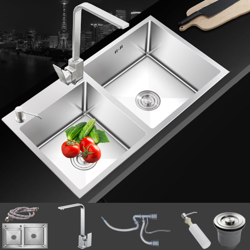 Contemporary Style Kitchen Sink Noise-cancelling Design Stainless Steel Kitchen Sink