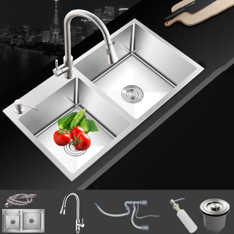 Contemporary Style Kitchen Sink Noise-cancelling Design Stainless Steel Kitchen Sink