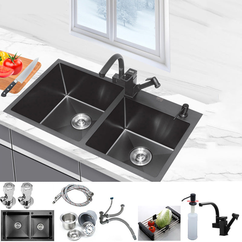 Classic Style Kitchen Sink Stainless Steel Kitchen Double Sink with Drain Strainer Kit