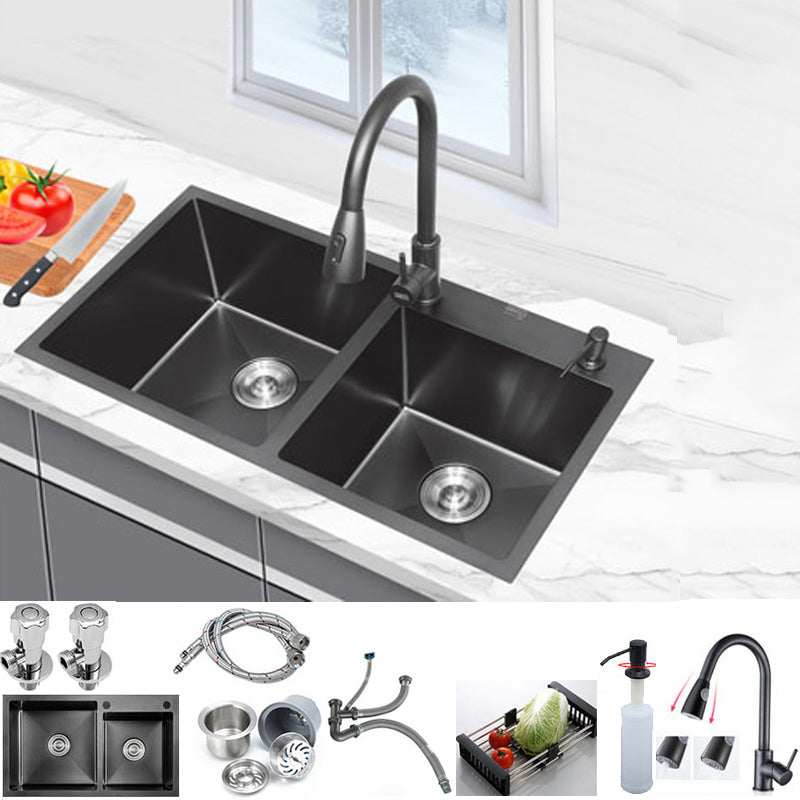 Classic Style Kitchen Sink Stainless Steel Kitchen Double Sink with Drain Strainer Kit