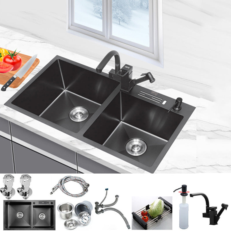 Classic Style Kitchen Sink Stainless Steel Kitchen Double Sink with Drain Strainer Kit