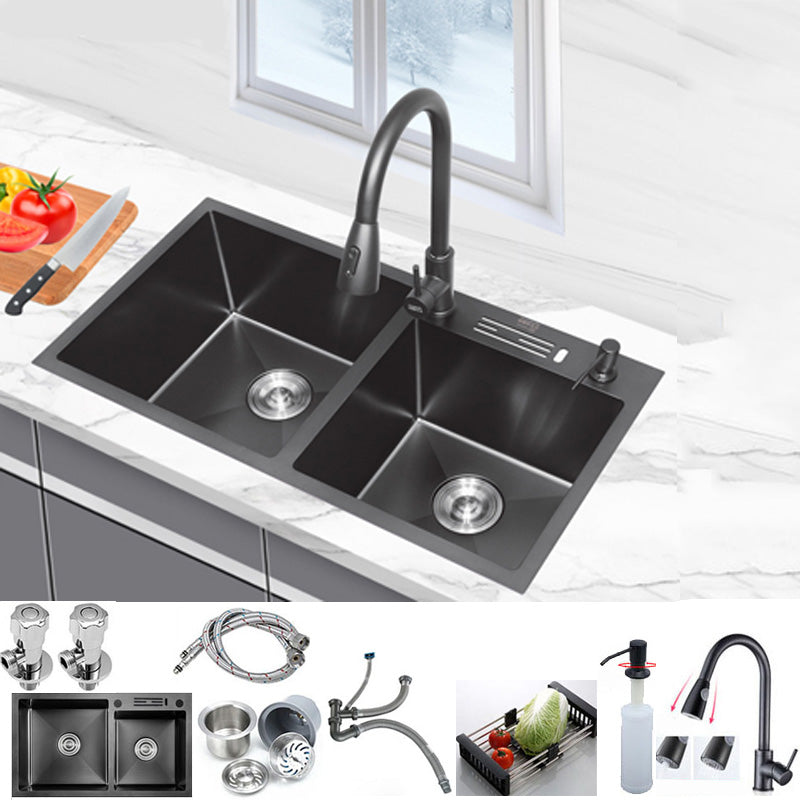 Classic Style Kitchen Sink Stainless Steel Kitchen Double Sink with Drain Strainer Kit