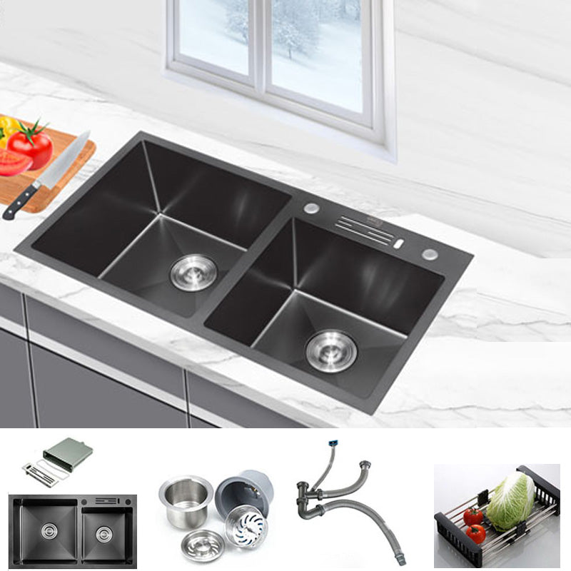 Classic Style Kitchen Sink Stainless Steel Kitchen Double Sink with Drain Strainer Kit