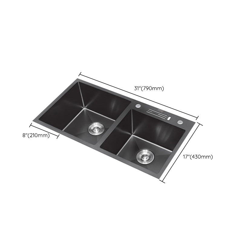 Classic Style Kitchen Sink Stainless Steel Kitchen Double Sink with Drain Strainer Kit