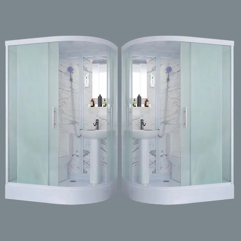 Sliding Shower Enclosure Framed Shower with Tempered Glass in White without Toilet