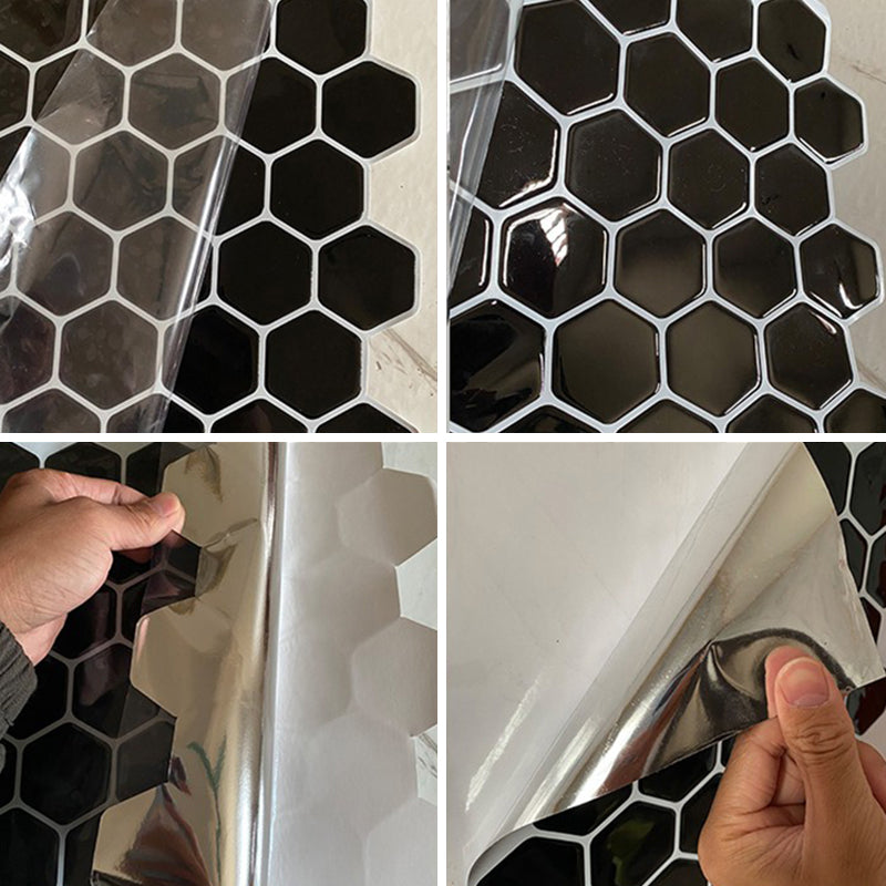 Hexagon Wall Tile Grease Proofing Steel and Pick Kitchen Wallpaper