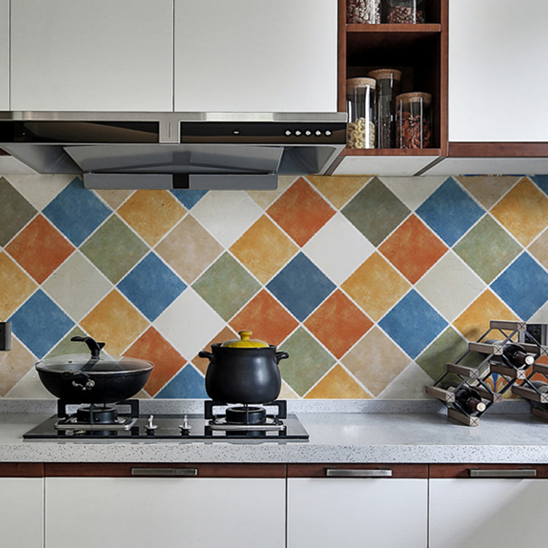 Rectangular  Wall Tile Peel and Stick Geometric Print Stick Kitchen Wallpaper