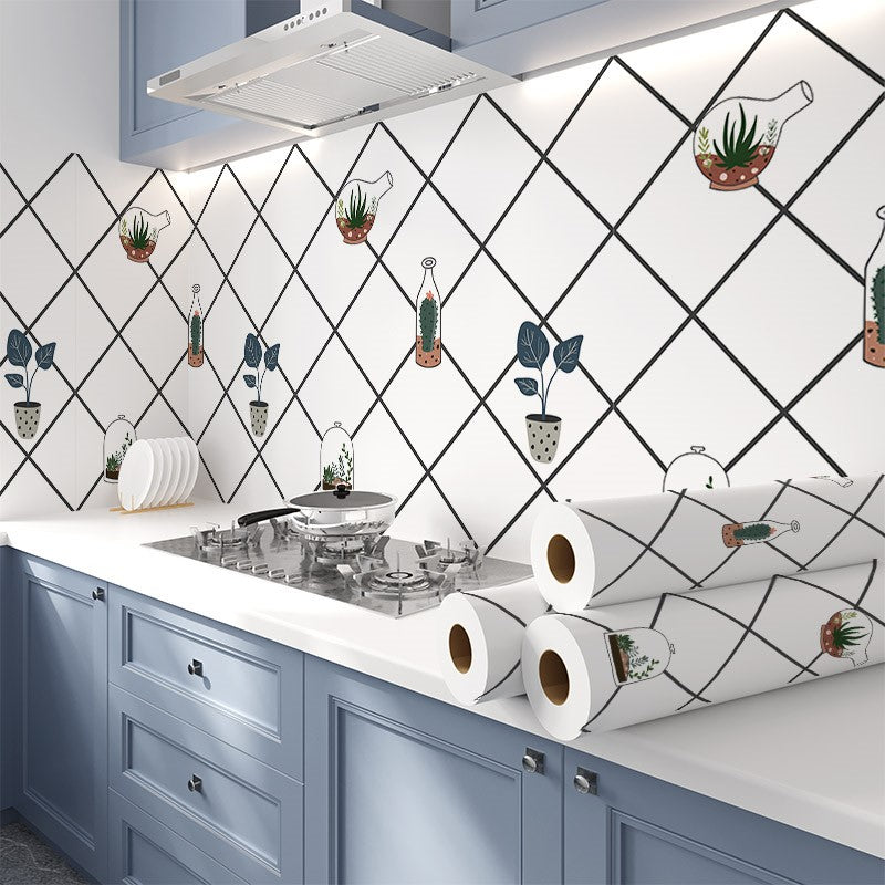 Modern Peel & Stick Mosaic Tile Plastic Grid Peel and Stick Backsplash for Kitchen