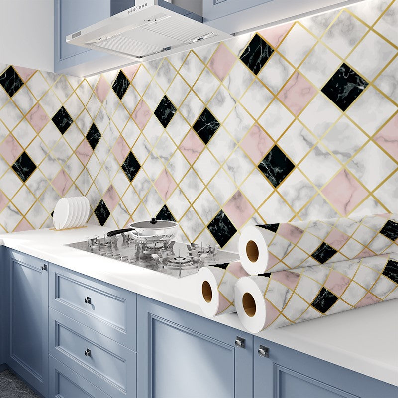 Modern Peel & Stick Mosaic Tile Plastic Grid Peel and Stick Backsplash for Kitchen