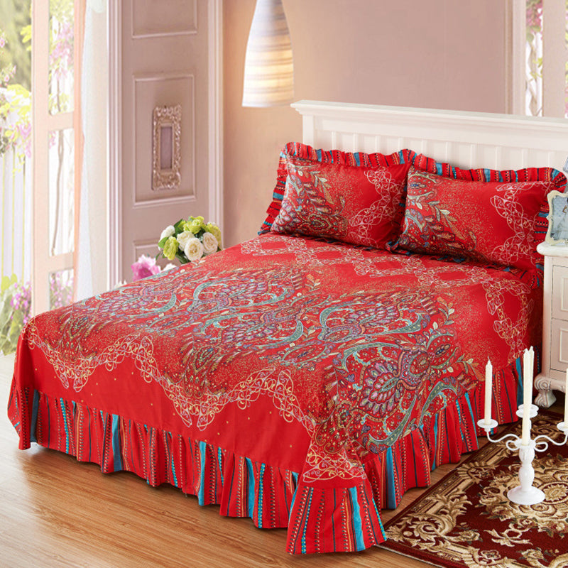 1 and 3-Piece Bed Sheet Plain Weave Floral Cotton Bed Sheet Queen