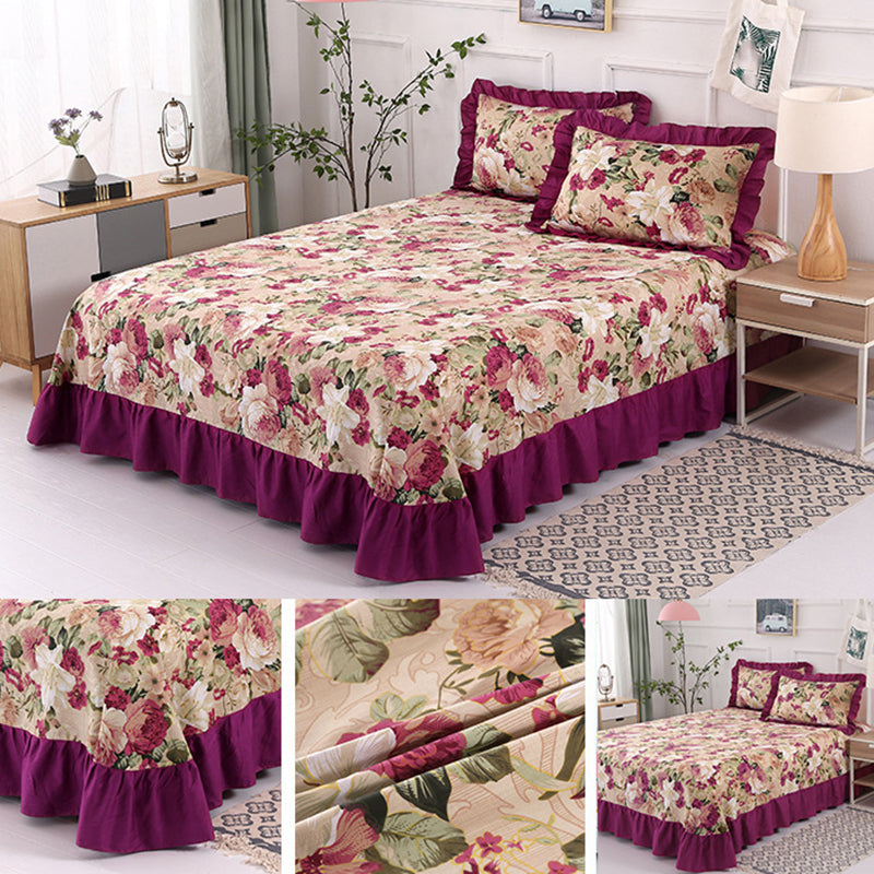 1 and 3-Piece Bed Sheet Plain Weave Floral Cotton Bed Sheet Queen