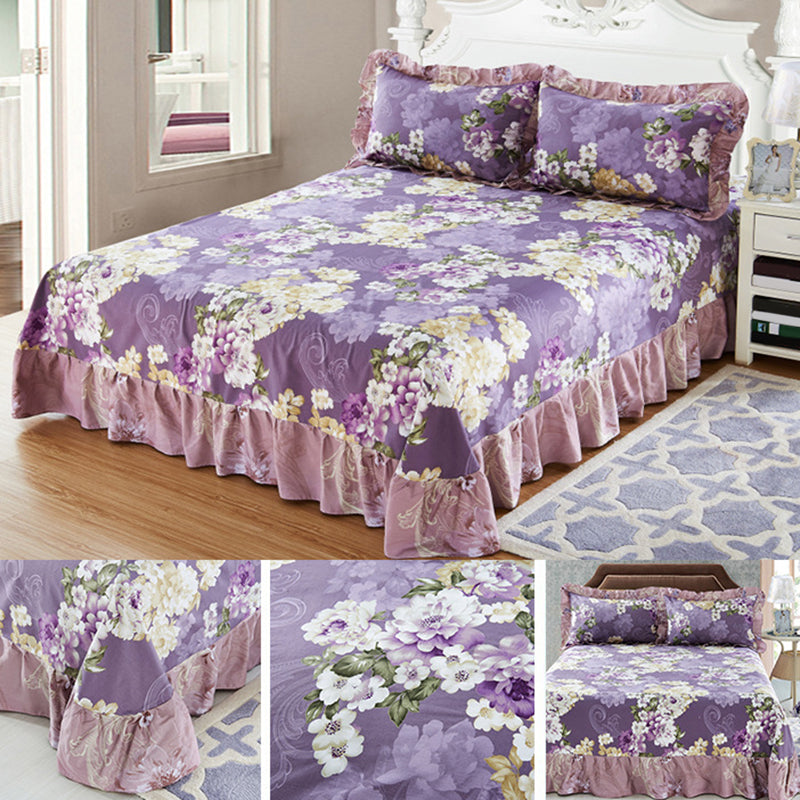 1 and 3-Piece Bed Sheet Plain Weave Floral Cotton Bed Sheet Queen