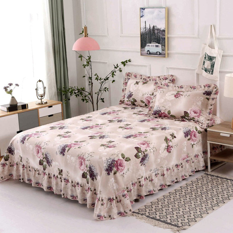 1 and 3-Piece Bed Sheet Plain Weave Floral Cotton Bed Sheet Queen