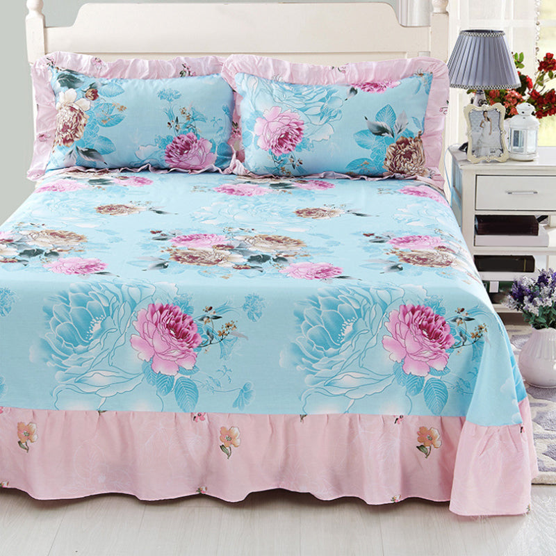 1 and 3-Piece Bed Sheet Plain Weave Floral Cotton Bed Sheet Queen