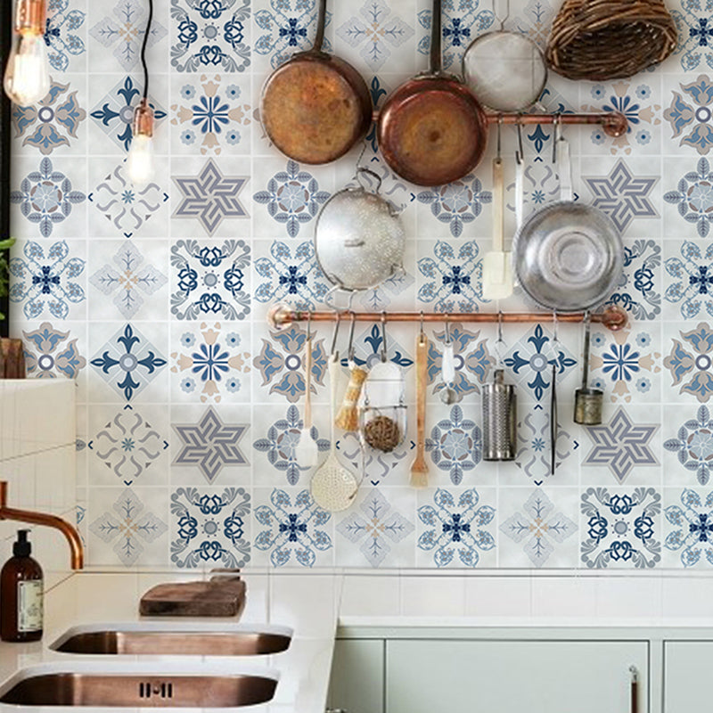 Kitchen Wall Tile Peel and Stick Floral Print Stick Wallpaper