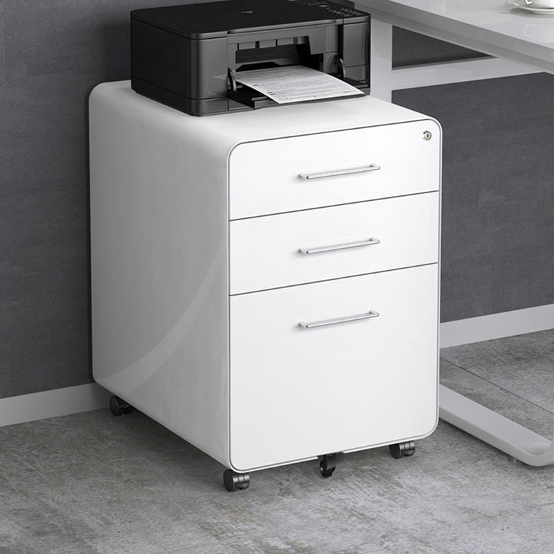 Modern File Cabinet Metal 3 Locking Drawers Cabinet with Castors for Home Office