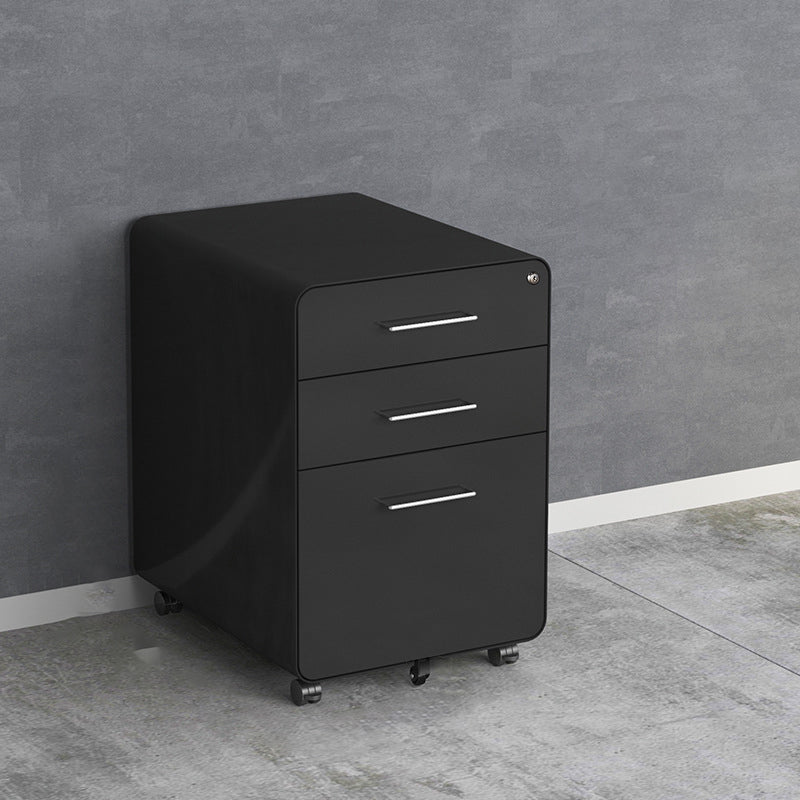 Modern File Cabinet Metal 3 Locking Drawers Cabinet with Castors for Home Office