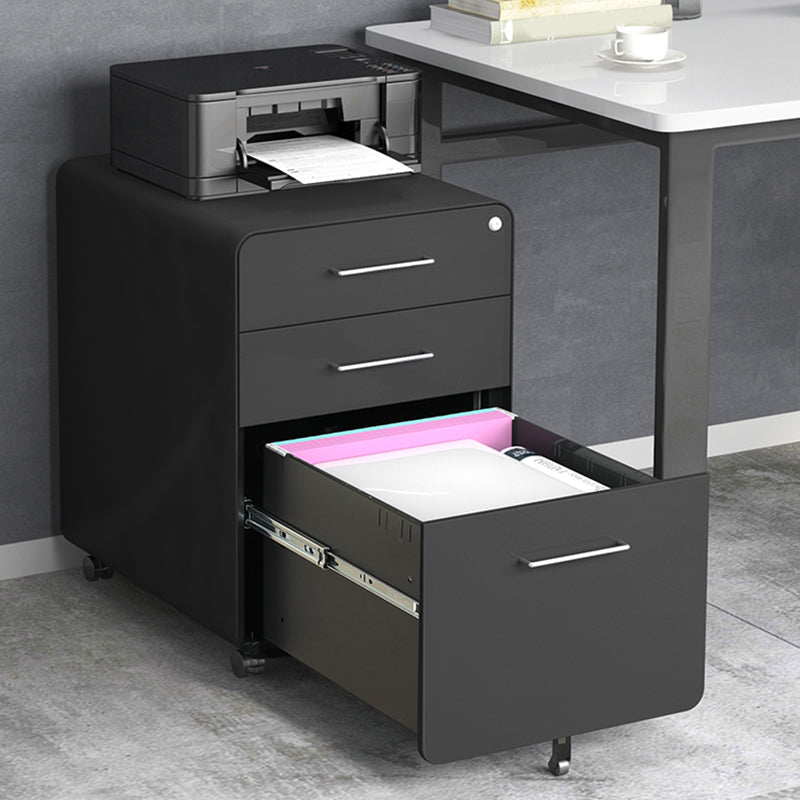 Modern File Cabinet Metal 3 Locking Drawers Cabinet with Castors for Home Office