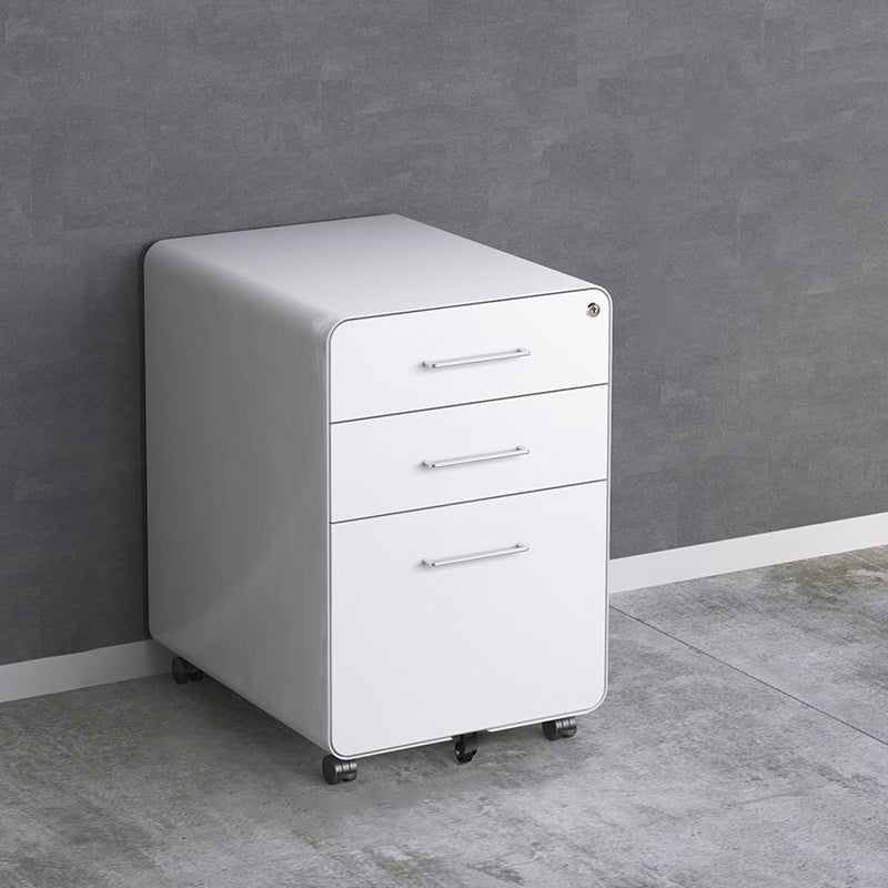 Modern File Cabinet Metal 3 Locking Drawers Cabinet with Castors for Home Office