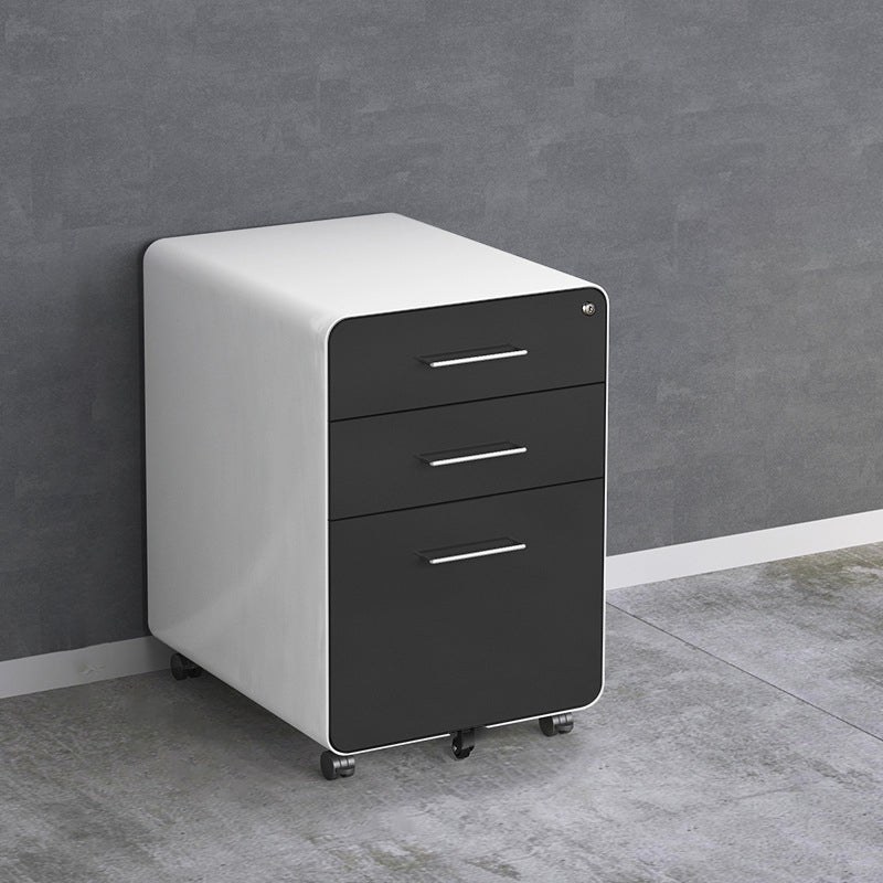 Modern File Cabinet Metal 3 Locking Drawers Cabinet with Castors for Home Office