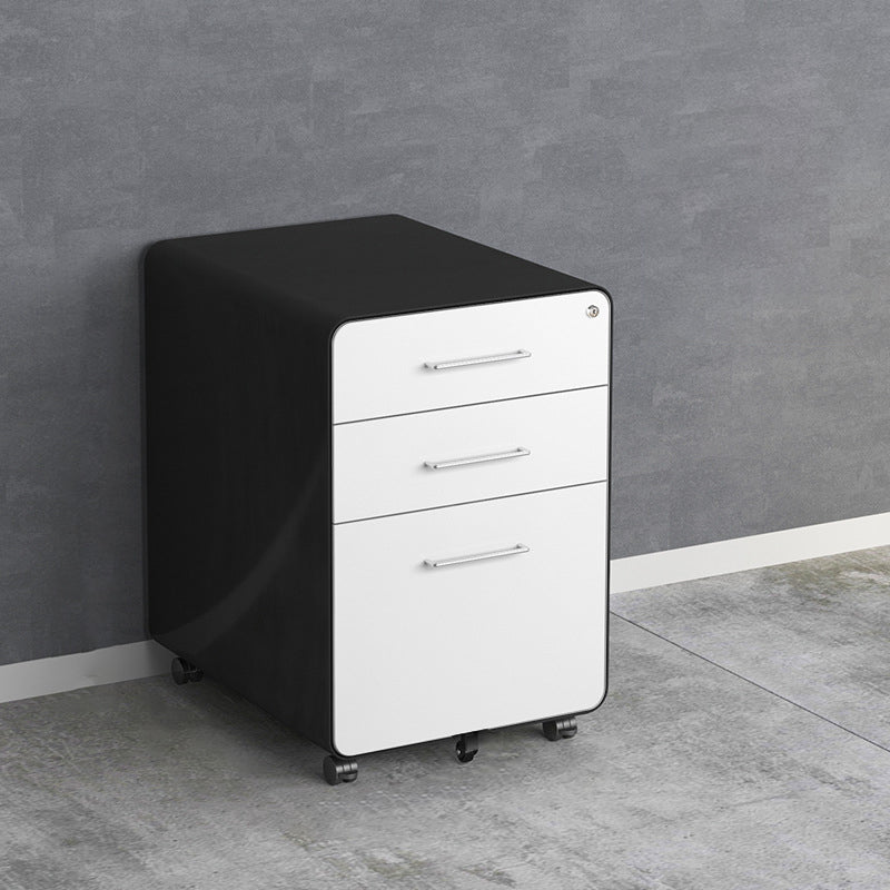 Modern File Cabinet Metal 3 Locking Drawers Cabinet with Castors for Home Office