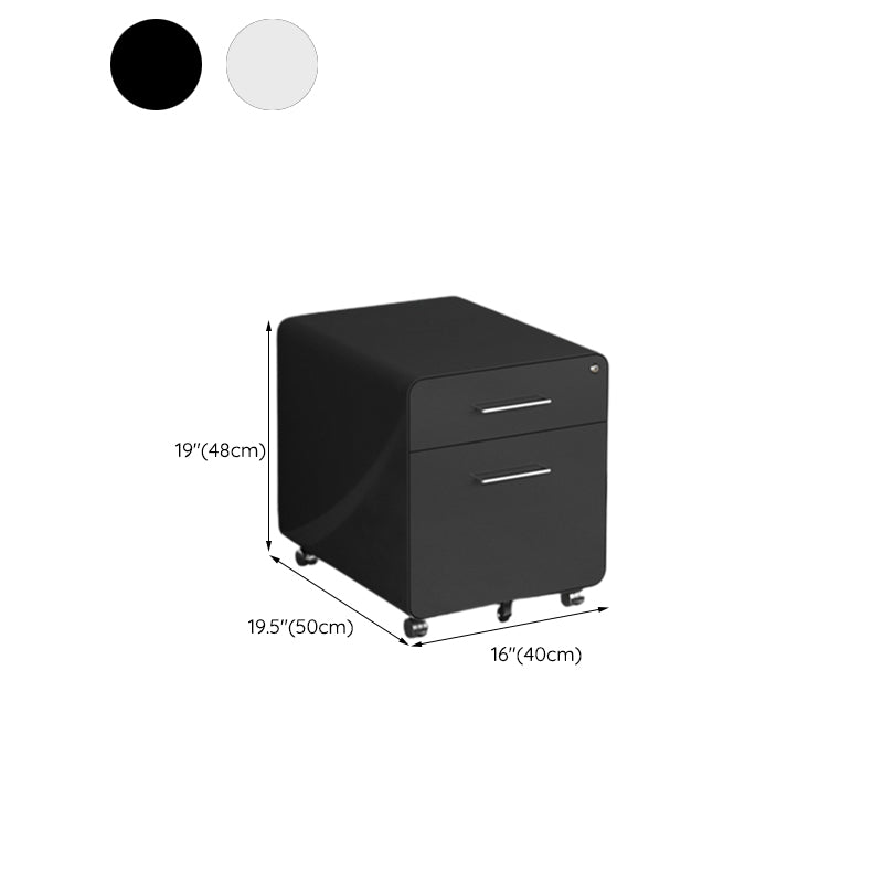 Modern File Cabinet Metal 3 Locking Drawers Cabinet with Castors for Home Office