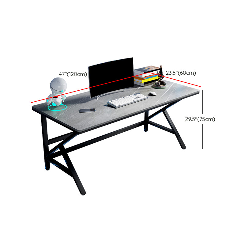 Contemporary Computer Desk Home Stone Office Desk with Black Legs