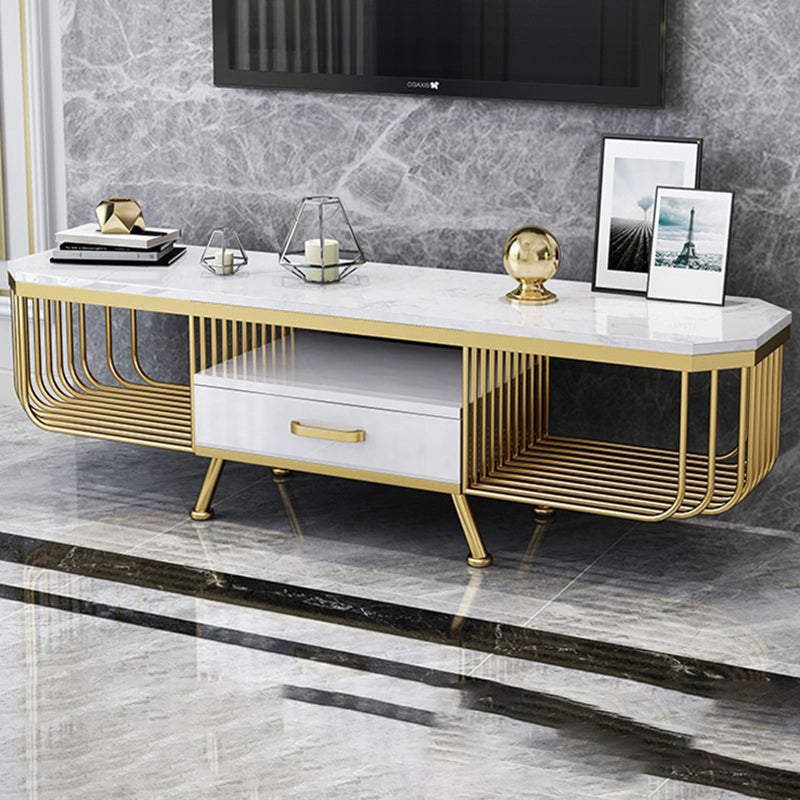 Open Storage Media Console Glam TV Stand Console with Drawer