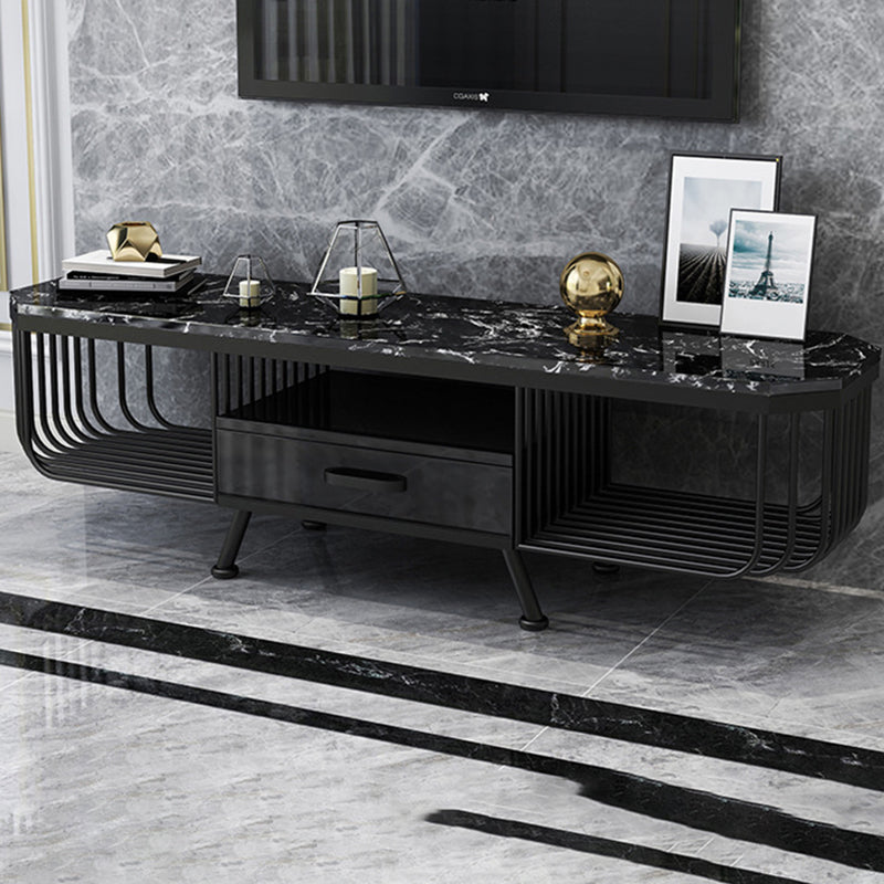 Open Storage Media Console Glam TV Stand Console with Drawer