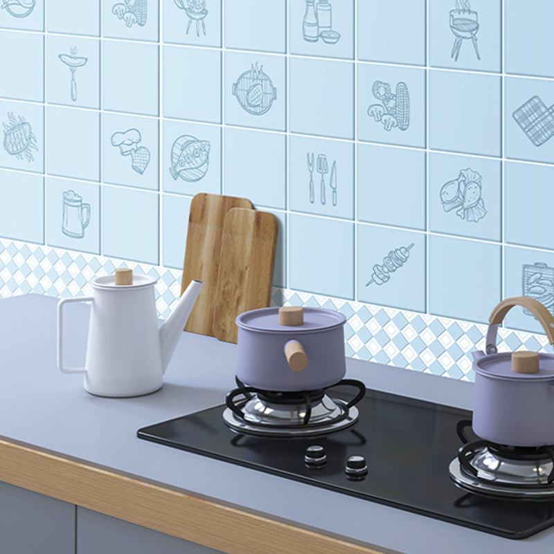 Modern Tile-Peel & Stick Plastic Square Peel and Stick Wall Tile for Kitchen