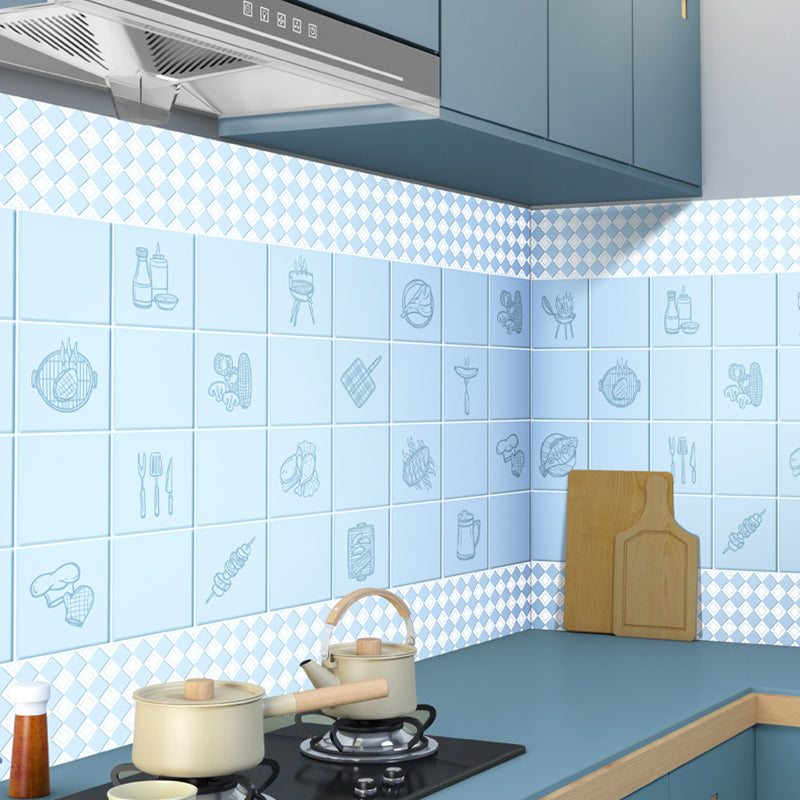 Modern Tile-Peel & Stick Plastic Square Peel and Stick Wall Tile for Kitchen