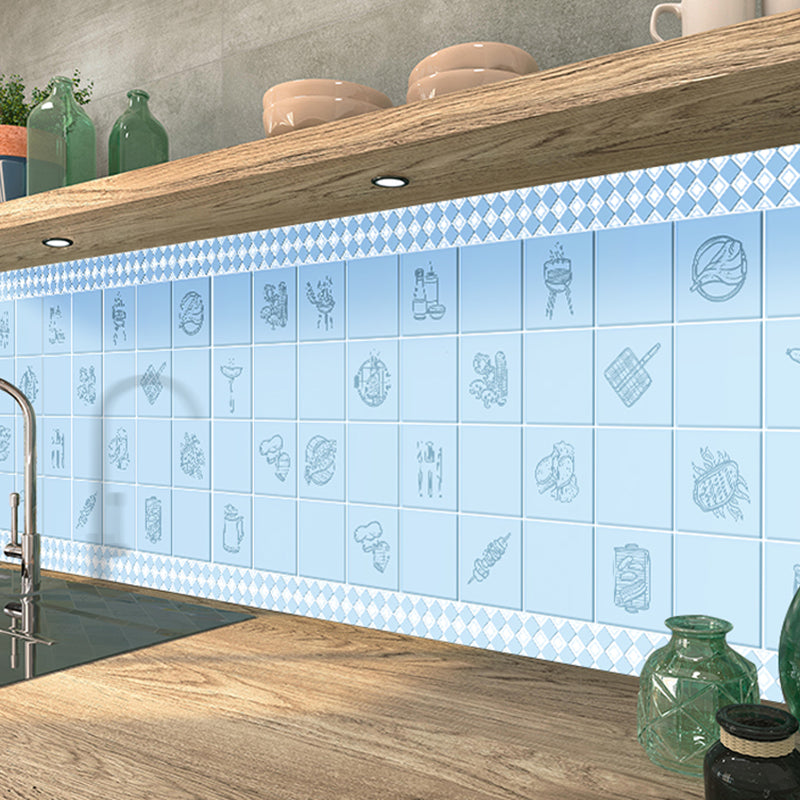 Modern Tile-Peel & Stick Plastic Square Peel and Stick Wall Tile for Kitchen