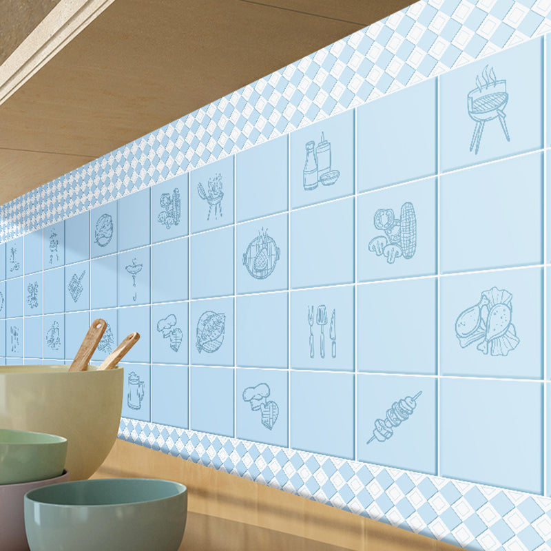 Modern Tile-Peel & Stick Plastic Square Peel and Stick Wall Tile for Kitchen