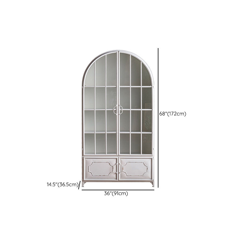 Modern Display Stand Pine Glass Doors Hutch Buffet for Living Room