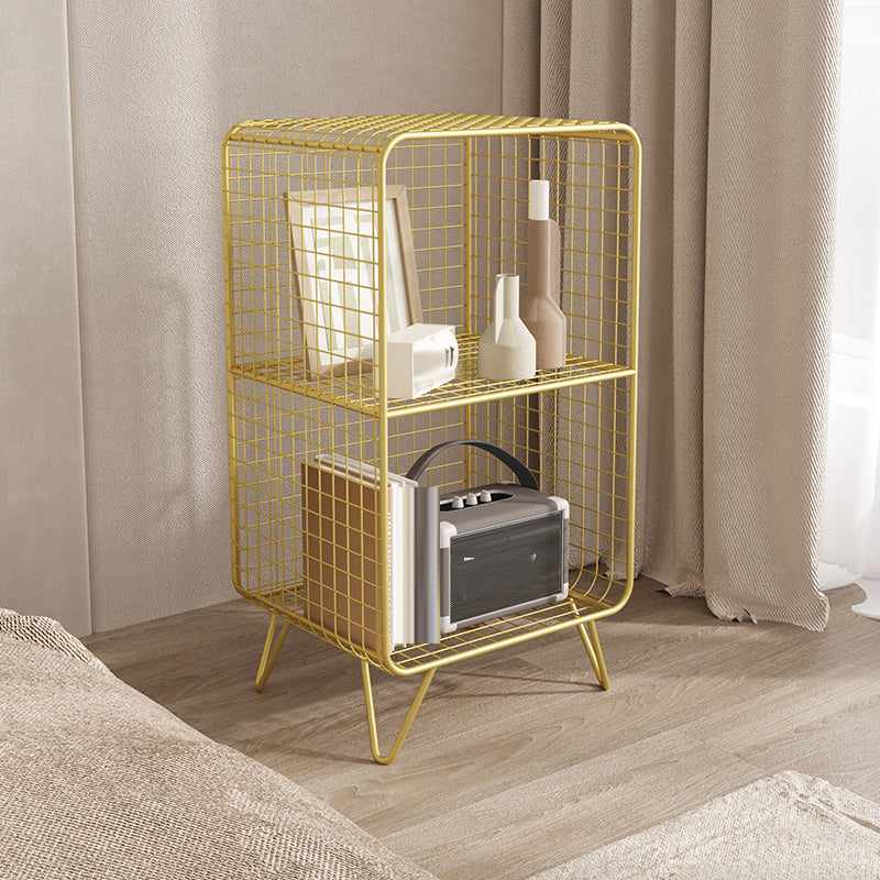 Contemporary Iron Nightstand Open Storage Night Table with Legs