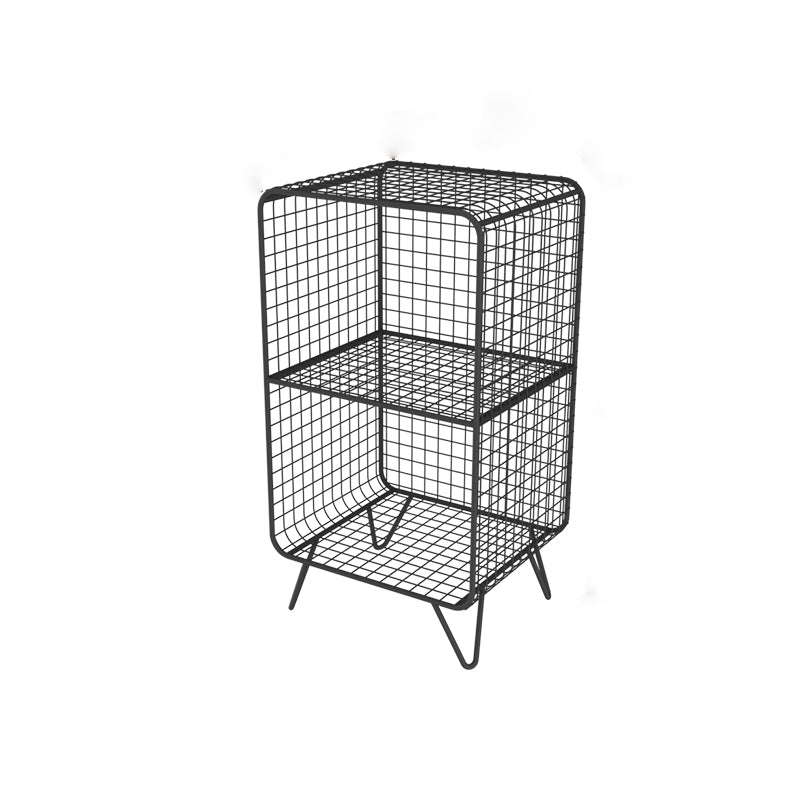 Contemporary Iron Nightstand Open Storage Night Table with Legs