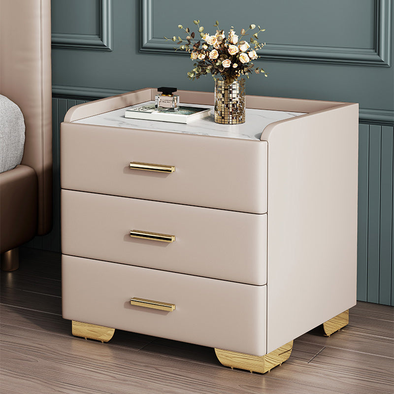 Stone Bed Nightstand Modern Bedside Cabinet with 3 Drawers for Living Room