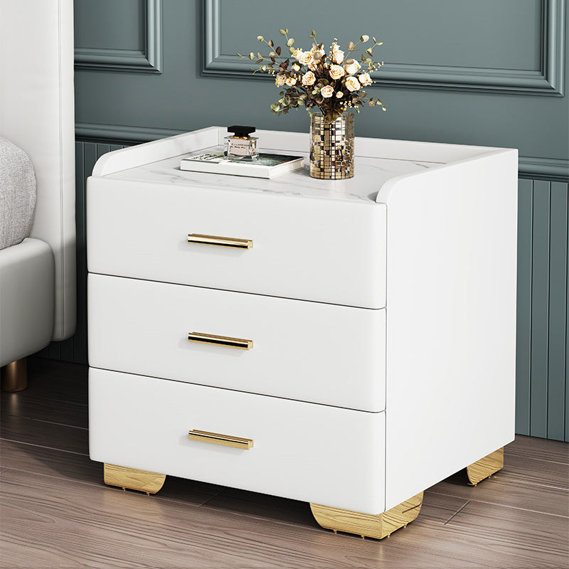 Stone Bed Nightstand Modern Bedside Cabinet with 3 Drawers for Living Room