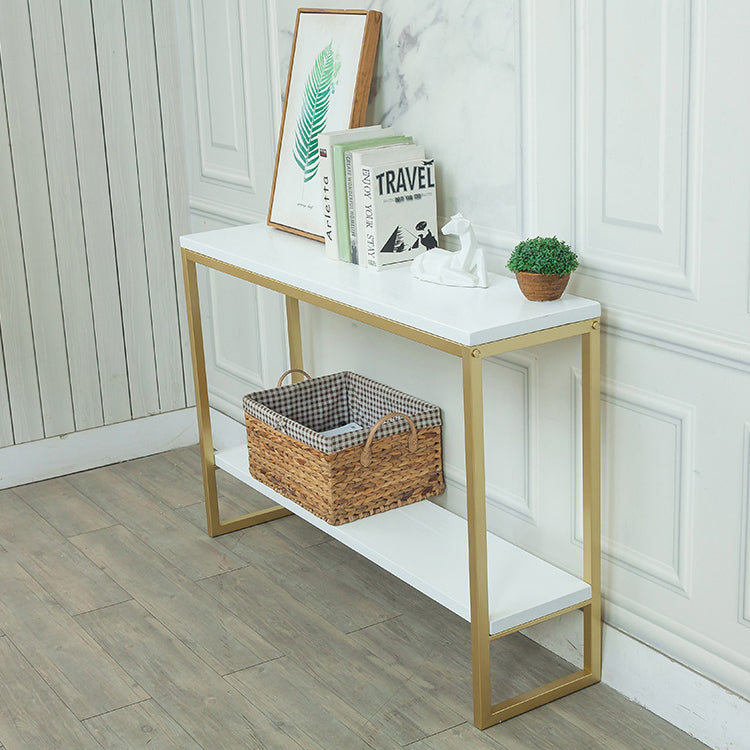 Mid-Century Modern 31.5" Tall Console Table Wooden End Table with Shelves