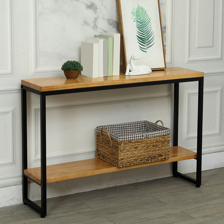 Mid-Century Modern 31.5" Tall Console Table Wooden End Table with Shelves