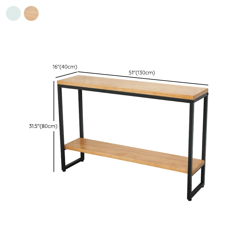 Mid-Century Modern 31.5" Tall Console Table Wooden End Table with Shelves