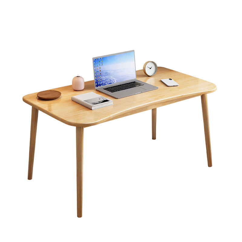 Solid Wood Curved Writing Desk Modern Parsons Base Office Desk