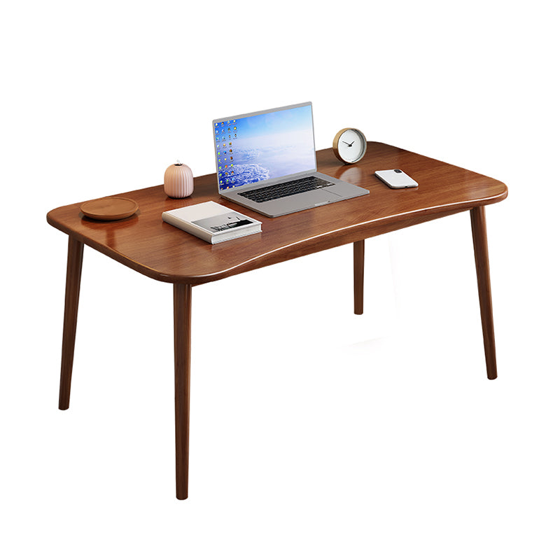 Solid Wood Curved Writing Desk Modern Parsons Base Office Desk