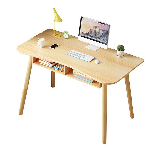 28.35-inch Tall Wooden Writing Desk Curved Modern Office Desk with Parsons Base